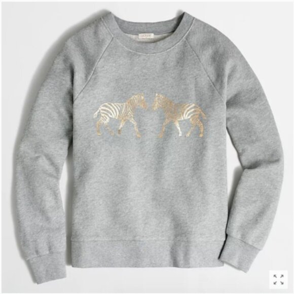 J. Crew gray gold metallic zebra sweatshirt S - Picture 1 of 10